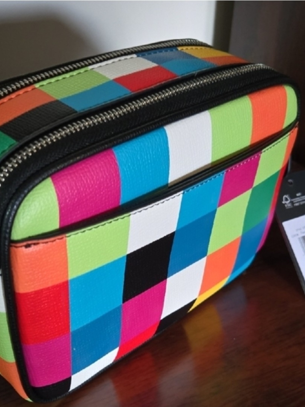 Karl Lagerfeld Multi-Color Checker Crossbody Bag with Guitar Strap-NWT! - Picture 6 of 7